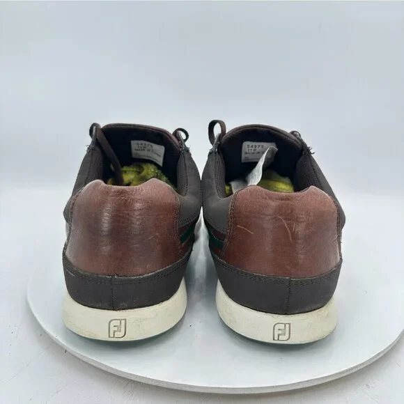 FootJoy Contour Casual Men Size 11M 54275 Dark Brown Green Leather Golf Shoes - Picture 5 of 12